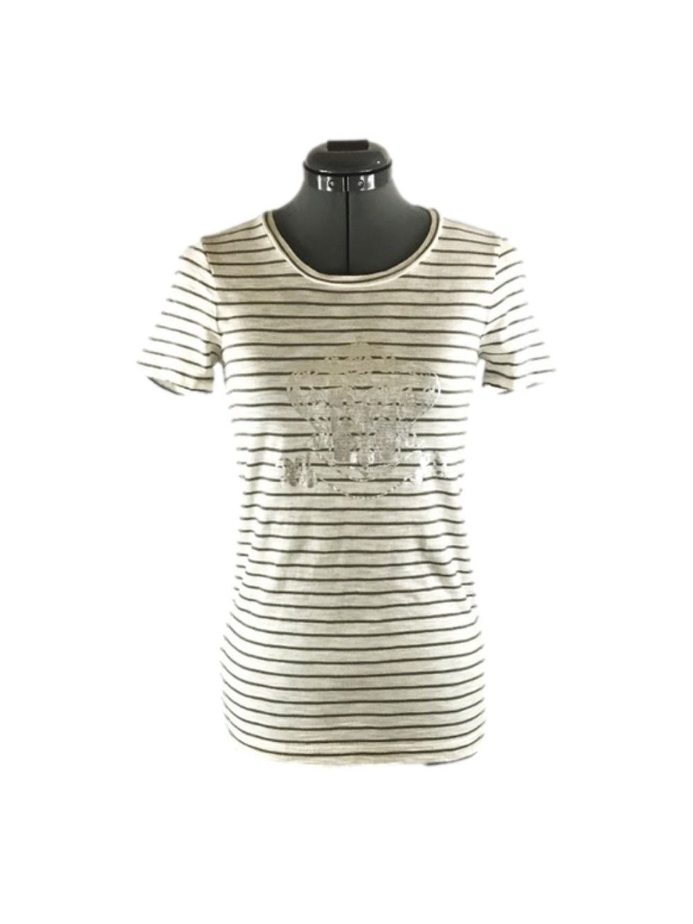 J. CREW FACTORY Gray and white striped tee shirt. Size XS, NWT!